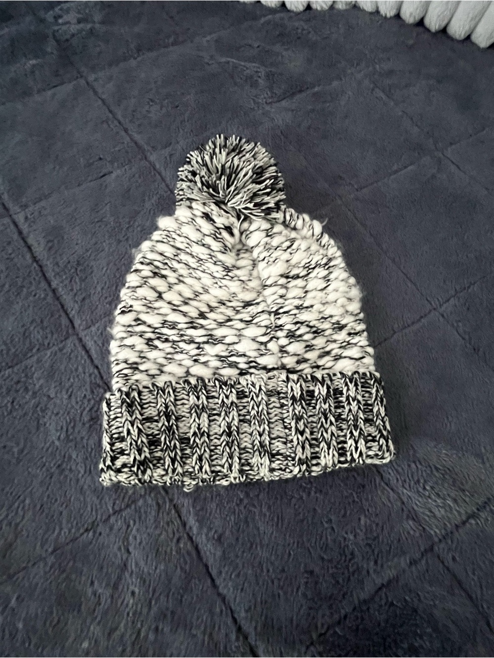 Express Black and White Marled beanie and infinity scarf